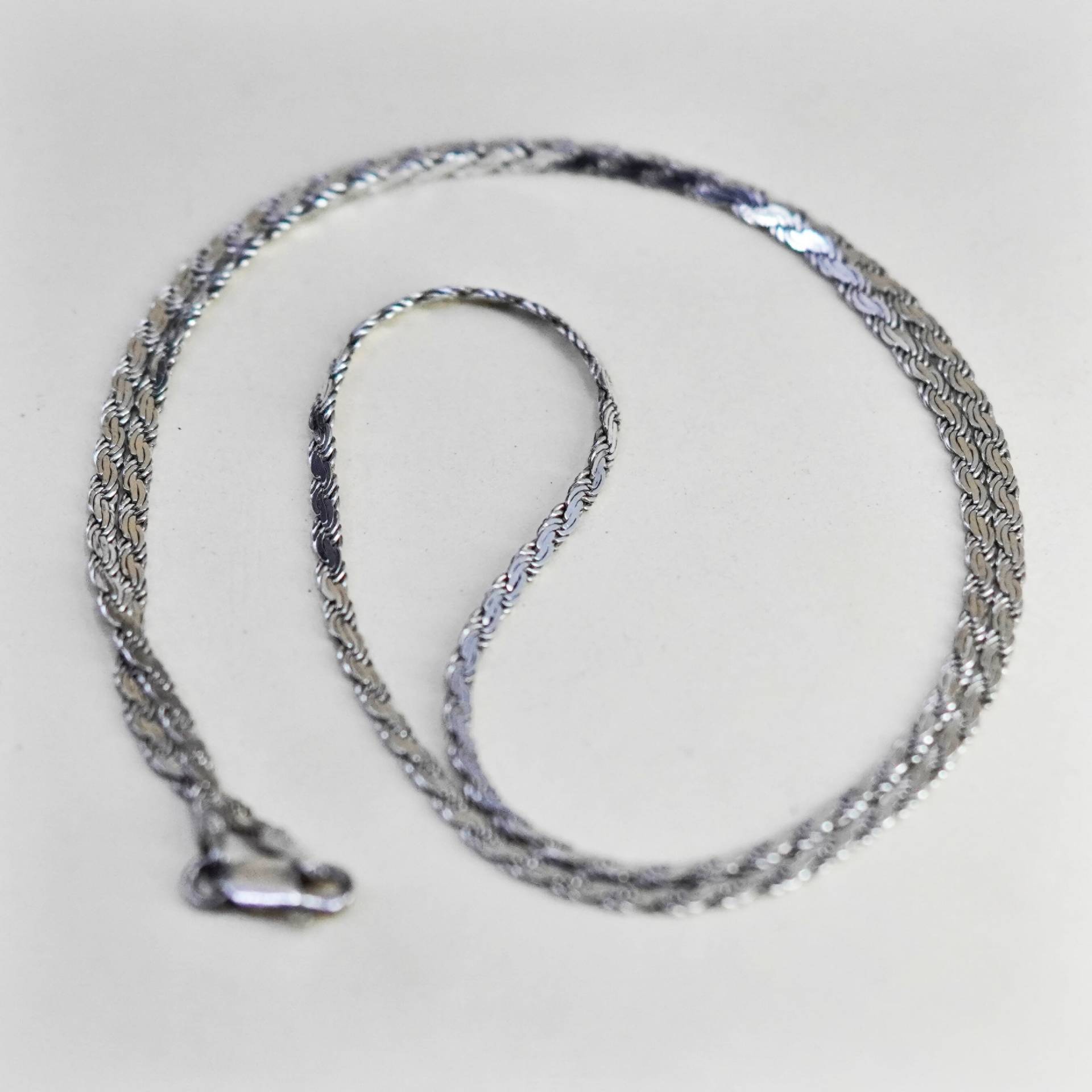 20", 3mm, Vintage Sterling Silber Kette, Italien Flacher 925 Nugget Gestempelt von HerasJewel