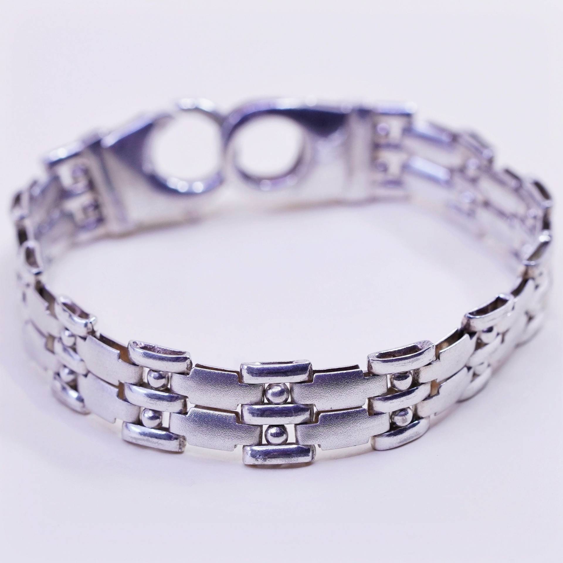 6, 75 "10mm, Vintage Italien Vior Sterling 925 Silber Kette Armband, Gestempelt von HerasJewel