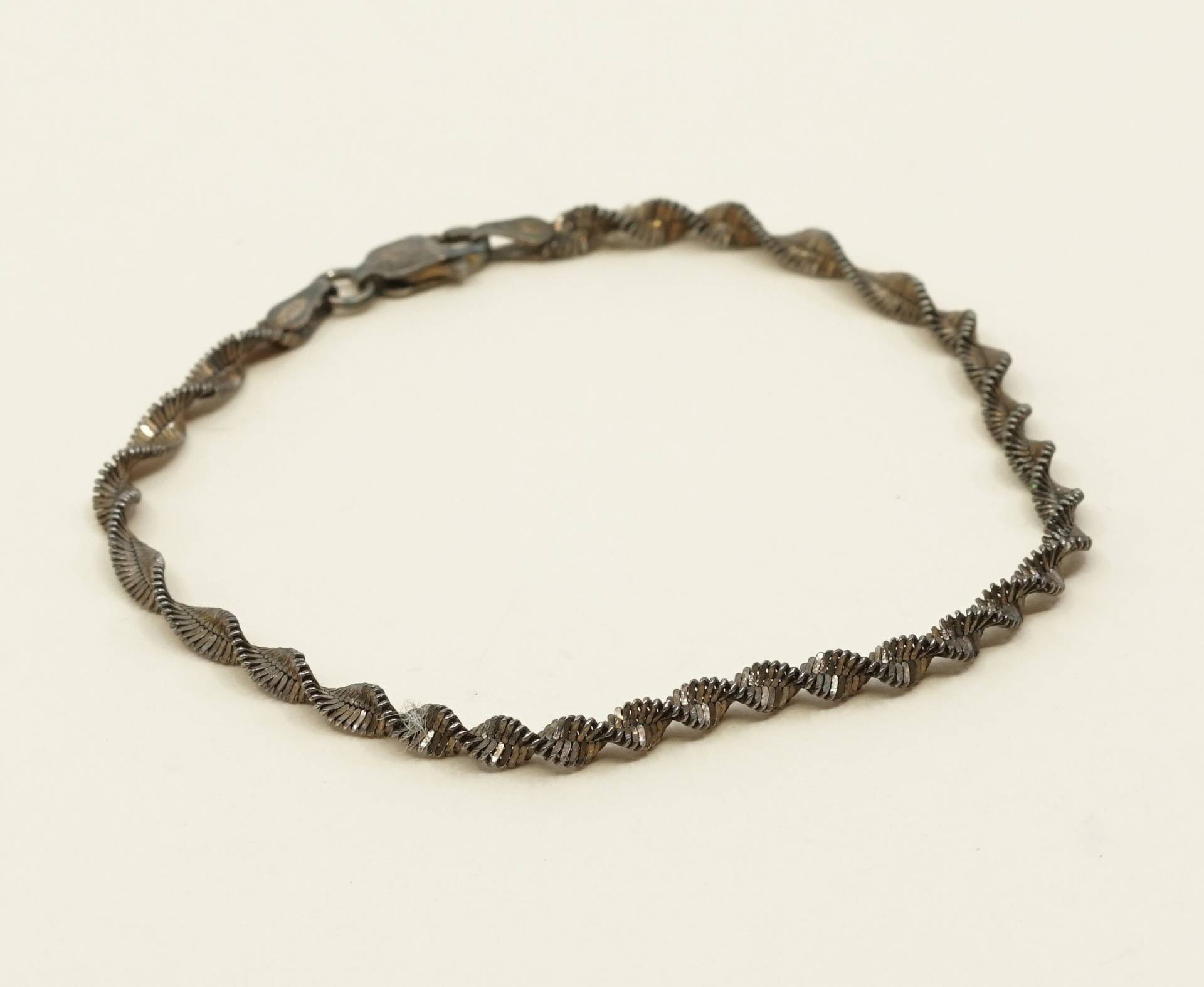 7", 5mm, Vintage | 030293 Sterling Silber Armband, Massive 925 Gedrehte Fischgrät Kette, Gestempelt Italien von HerasJewel