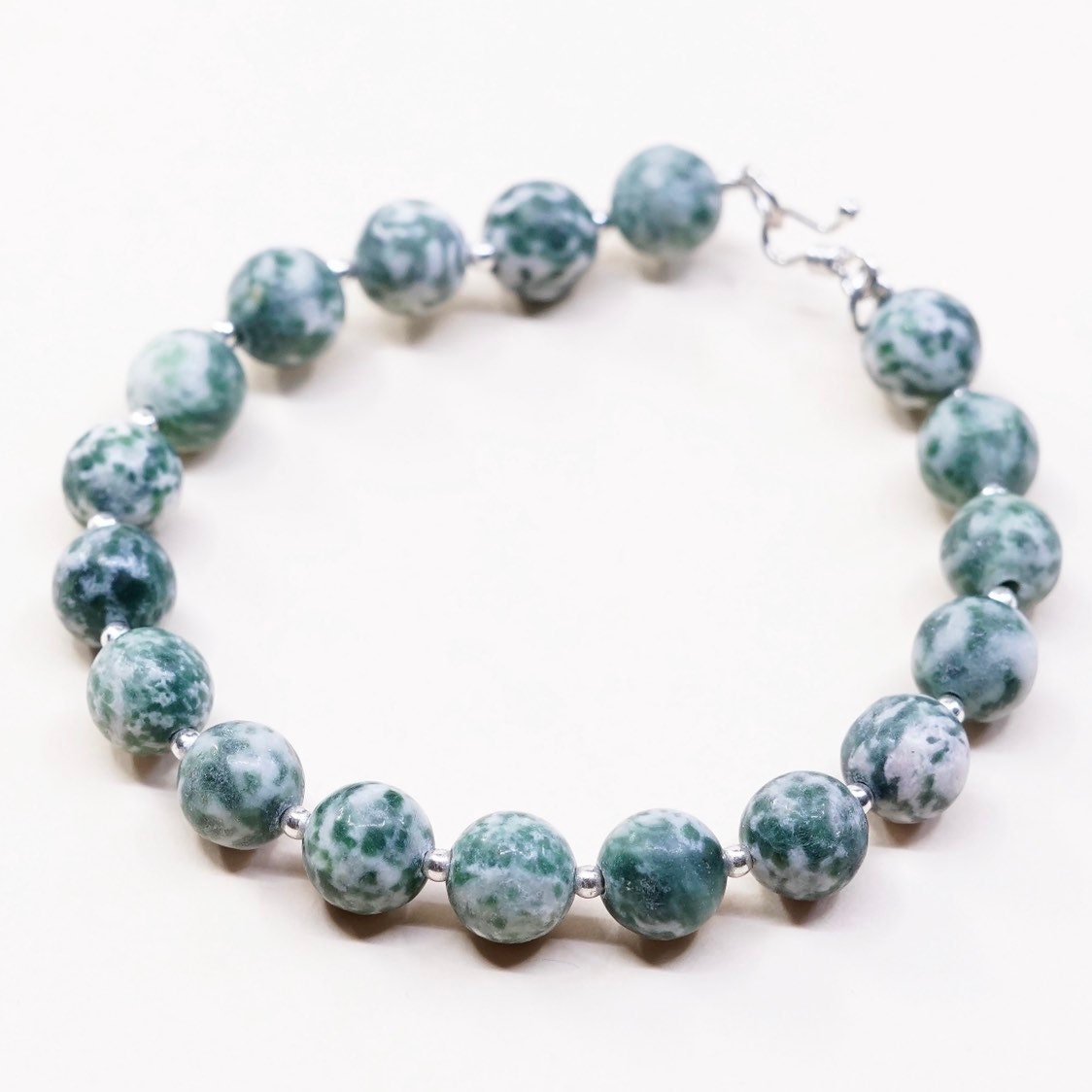 7", 925 Sterling | 030073 Silber Verschluss, Handgemachtes Armband Handarbeit Jade Perlen von HerasJewel