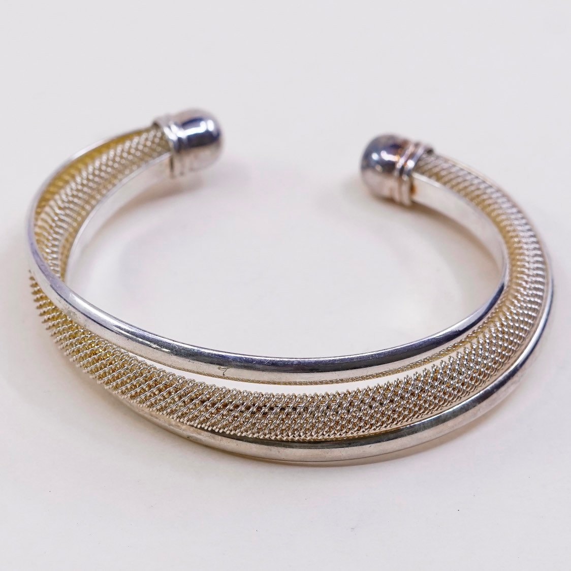 7", Vtg Sterling | 030783 Handgemachte Manschette, Mexiko 925 Silber Armband with Mesh, Gestempelt von HerasJewel