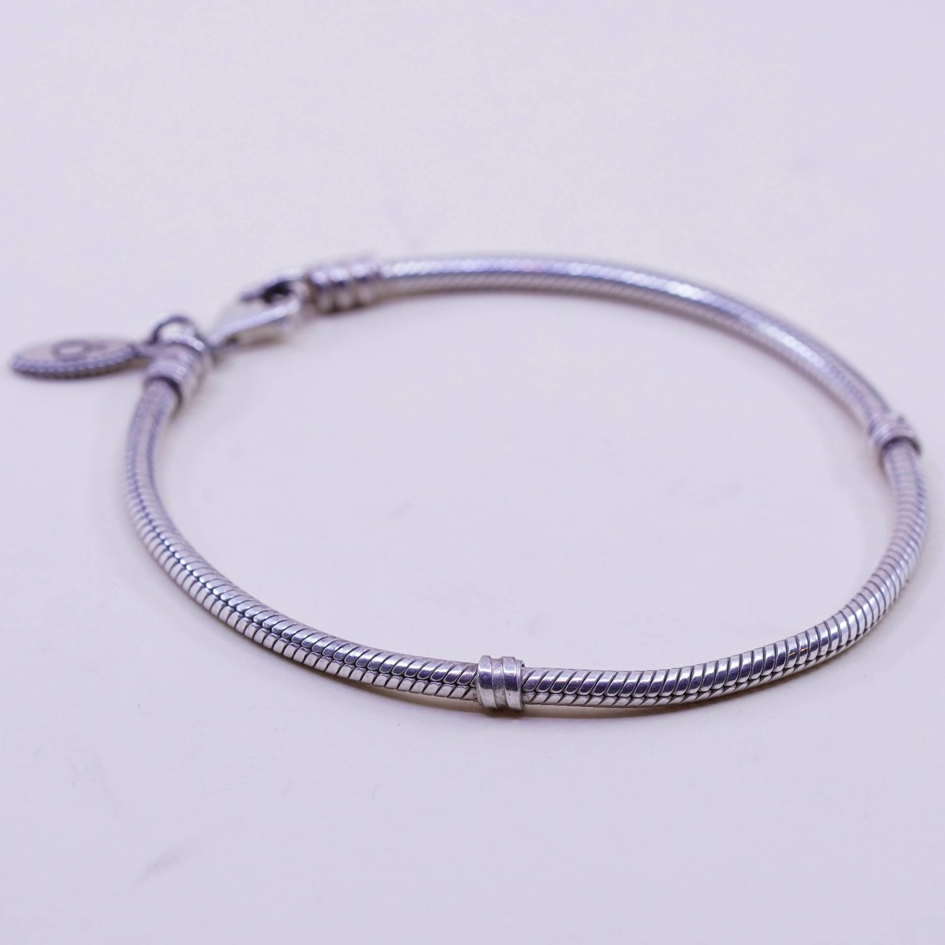 7.75", 3mm, Vintage Italien Sterling 925 Silber Armband, Kräftige Schlangenkette. Gestempelt von HerasJewel