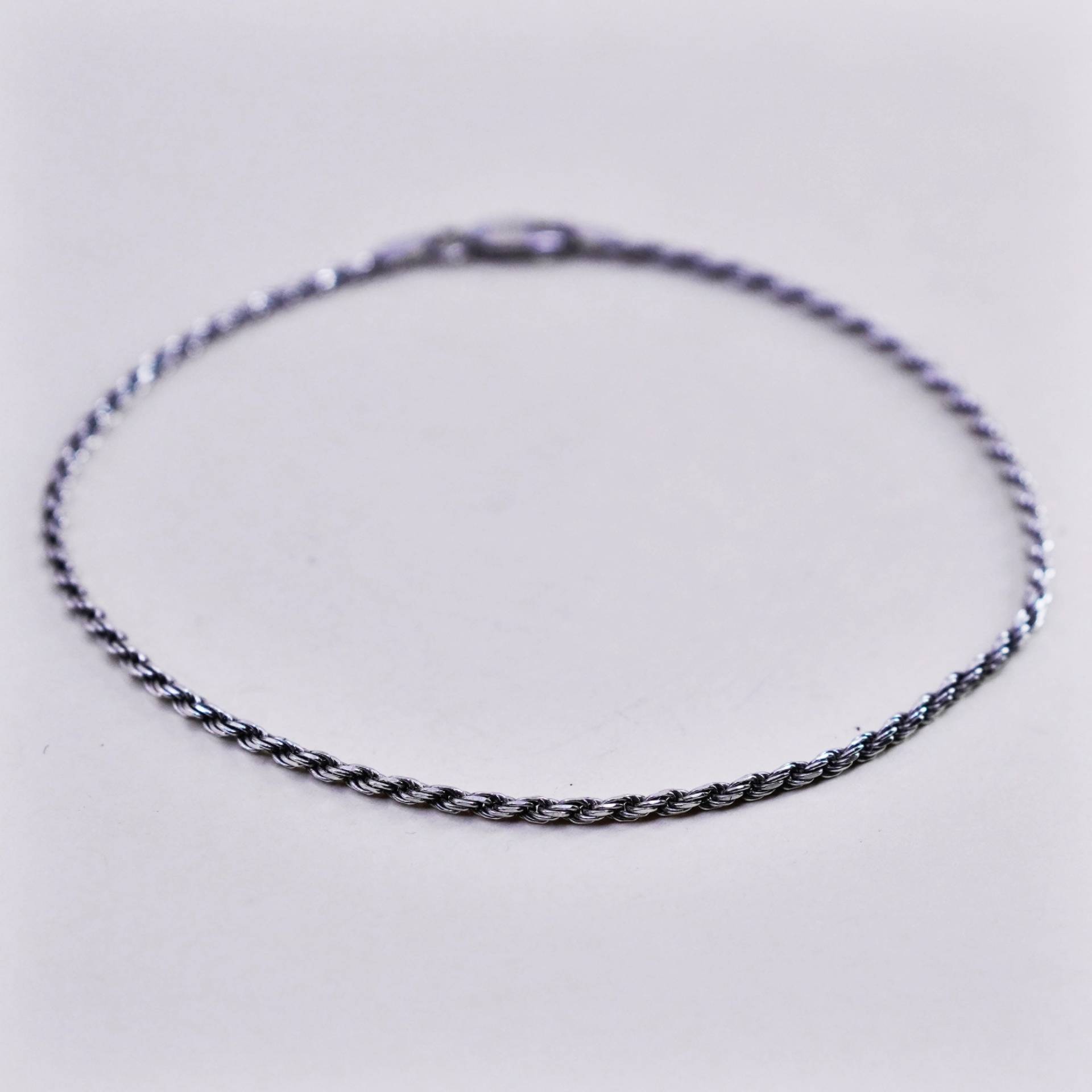 8, 75", 1, 6mm, Vintage Sterling Silber Armband, Italien 925 Seil Fußkettchen Fußkettchen, Gestempelt von HerasJewel