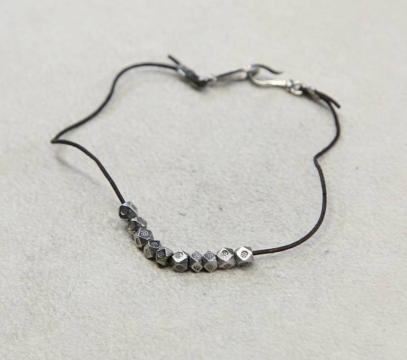 8" Vintage | 030385 Sterling Silber Handarbeit Armband, 925 Perlen Mit Leinenfaden, Gestempelt 25 von HerasJewel