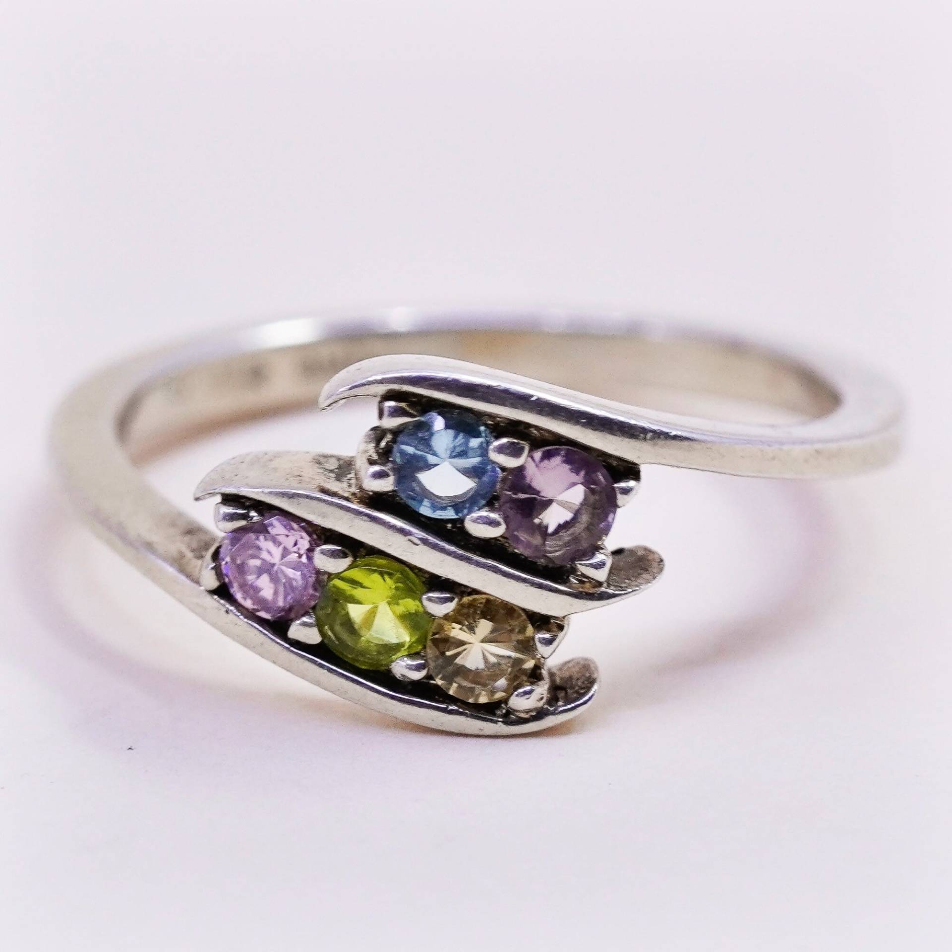 Größe 6, Antiker Vermeil Gold Über Sterling Silber Ring Mit Amethyst Citrin Peridot, Gestempeltes Geprüft von HerasJewel