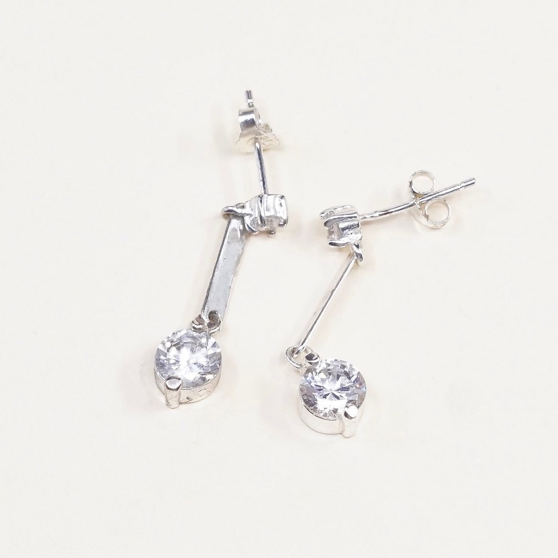 Vintage | 000300 Sterling Silber Handgemachte Ohrringe, Mexiko 925 Mit Runder Cz, Gestempelt von HerasJewel