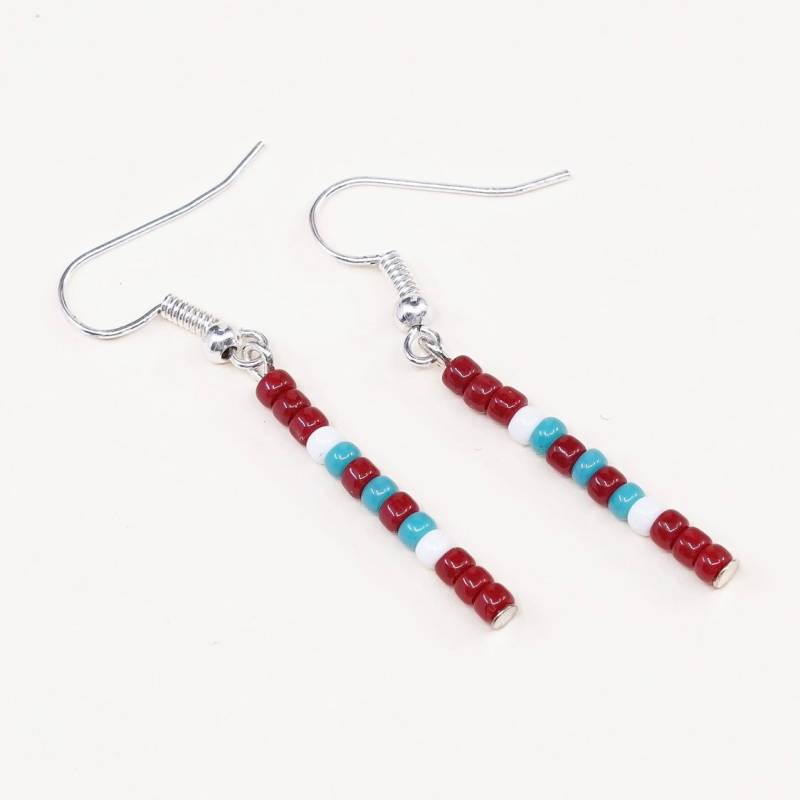 Vintage | 000335 Sterlingsilber Ohrringe, 925 Mexiko Silber Mit Türkisen Und Roten Korallenperlen, Handgemachter Südwest Stil, Gestempelt von HerasJewel