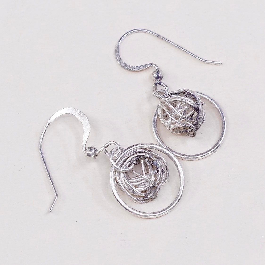 Vintage | 000925 Sterling Silber Handgemachte Perlen Und Reifen, 925 Ohrringe, Gestempelt von HerasJewel