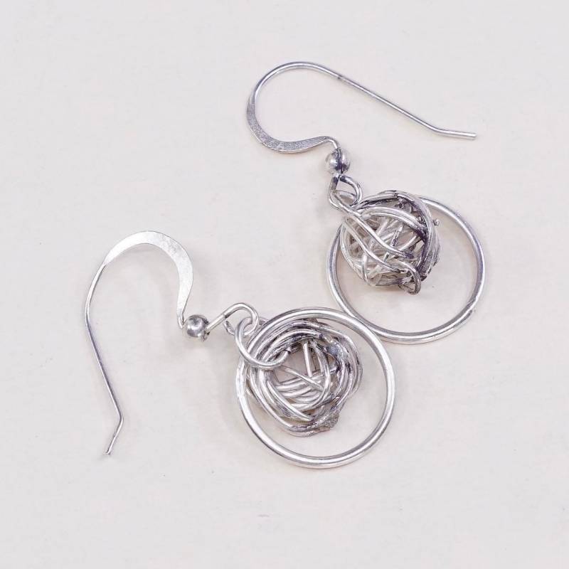 Vintage | 000925 Sterling Silber Handgemachte Perlen Und Reifen, 925 Ohrringe, Gestempelt von HerasJewel