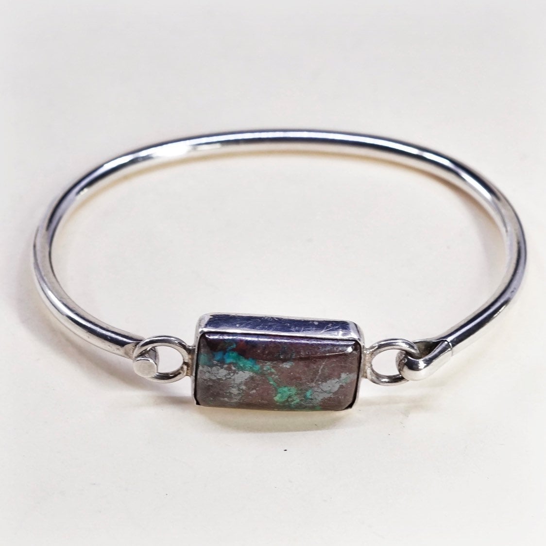 Vintage | 030626 Sterling Silber Armreif Mit Türkis Inlay von HerasJewel