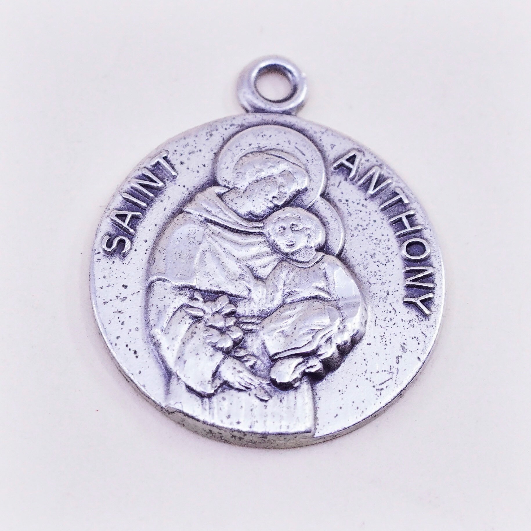 Vintage Sterling 925 Silber Anhänger Mit "Saint Anthony" Geprägt, Katholisch, Christian, Miraculous Medal Gestempelt von HerasJewel