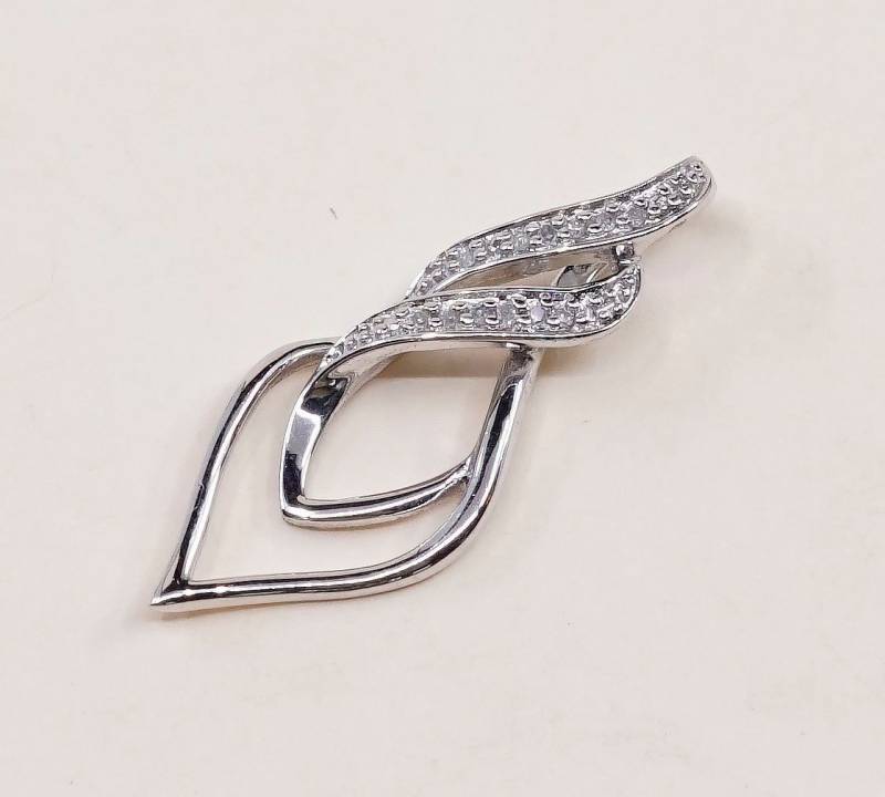 Vintage Sterling Silber Anhänger, 925 Verschlungene Träne Mit Echtem Diamant, Gestempelt Sonne von HerasJewel