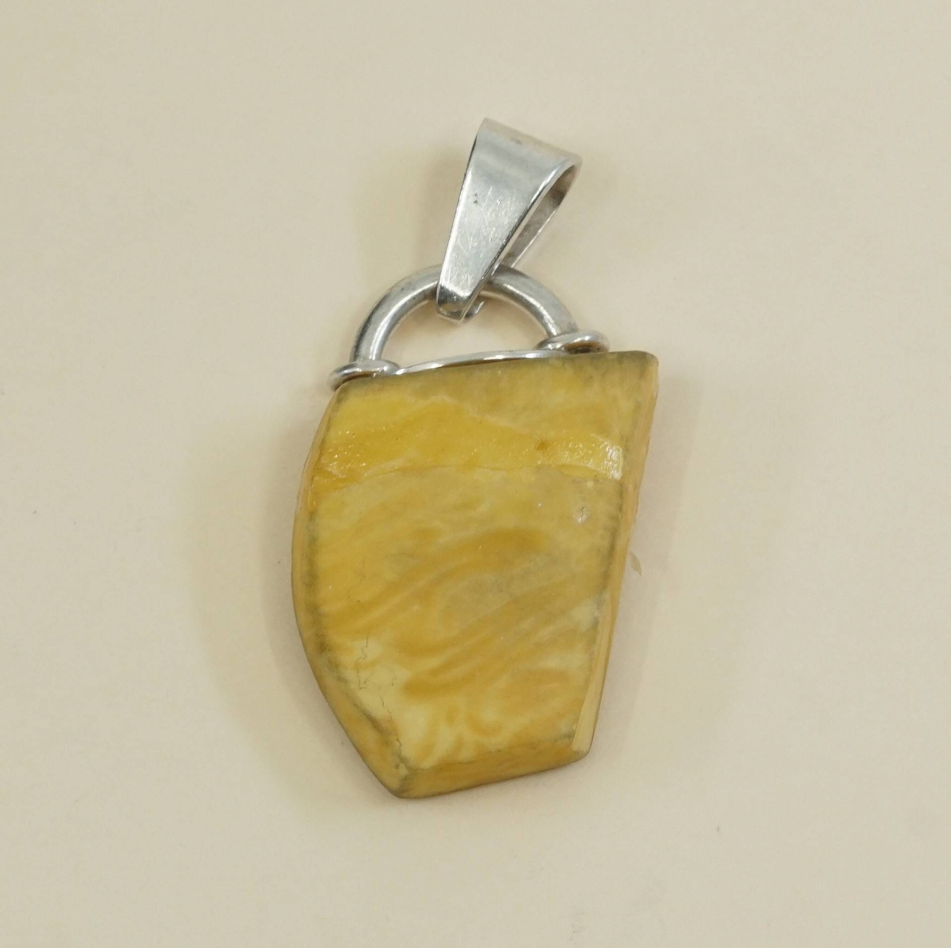 Vintage Sterling Silber Anhänger, Massiv 925 Mit Bernstein, Gestempelt von HerasJewel