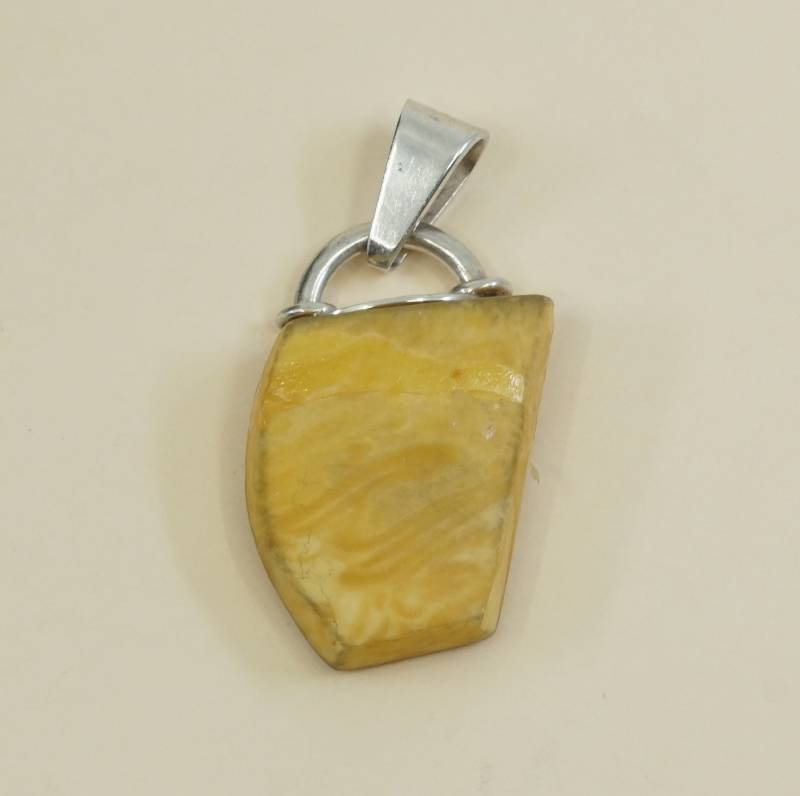 Vintage Sterling Silber Anhänger, Massiv 925 Mit Bernstein, Gestempelt von HerasJewel