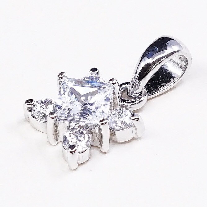 Vintage Sterling Silber Cz Kristall Anhänger, 925 Gestempelt von HerasJewel