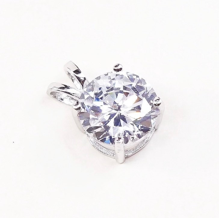 Vintage Sterling Silber Cz Kristall Anhänger, 925 Gestempelt von HerasJewel