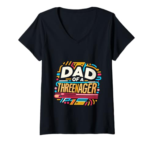 Damen Dad of A Threenager Kleinkind Vater ||- T-Shirt mit V-Ausschnitt Damen Dad of A Threenager Kleinkind Vater ||- T-Shirt mit V-Ausschnitt von Herausforderungen für die Vaterschaft