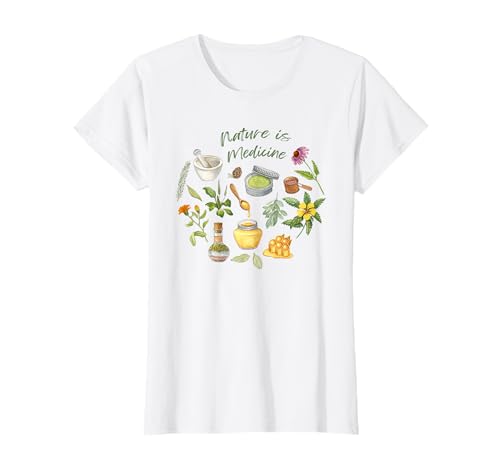 Damen Nature is Medicine, Kräuter Honig Blume Pflanze Kräuter Apotheker T-Shirt Damen Nature is Medicine, Kräuter Honig Blume Pflanze Kräuter Apotheker T-Shirt von Herbal Apothecary Collection