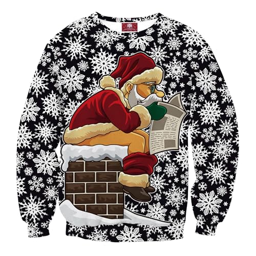 Herberton Herren Hässlicher Weihnachtspullover Sweater 3D-Grafikdruck Unisex Lustiger Pullover Urlaubspullover Unpassend Grün M von Herberton
