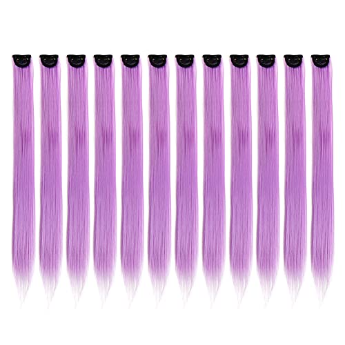 12 PCS Haarverlängerungen, 20 Zoll Glattes Langes Haarteile Haarsträhnen Zum Einklipsen Haarteile Perücke Hitzebeständige Synthetische Highlights Hair Clip-In/Clip On für Mädchen Damen von Herbests