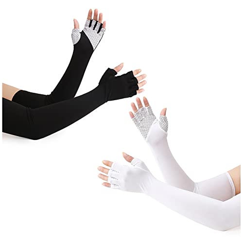 2 Paar Sommer Arm Ärmel,UPF50+ UV-Schutz Kühlung Armstulpen Sonnenschutz Armlinge Anti UV Running Arm Sleeves Tattoo Cover Sommer Handstulpen mit Daumenloch Outdoor-Aktivitäten für Damen Herren von Herbests