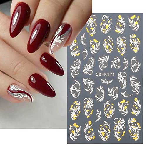 5D Nail Art Sticker,5D Stereoskopisch Selbstklebend Geprägt Nail Art Aufkleber Spitze Blume Nagelaufkleber Abziehbilder Nageltattoos DIY Nageldesign Nageldeko Maniküre Zubehör für Frauen Nagelstudio von Herbests