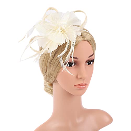 Fascinators 1920 Fascinator Hut Damen,Mesh Federn Clip Kopfschmuck Kopfbedeckungs Hut Flapper Feder Gatsby Haarreif Accessoires Haarnadel Haarschmuck Hochzeit Kirche Tea Party für Frauen und Mädchen von Herbests