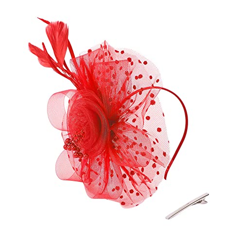 Fascinators 1920 Fascinator Hut Damen,Mesh Federn Clip Kopfschmuck Kopfbedeckungs Hut Flapper Feder Gatsby Haarreif Accessoires Haarnadel Haarschmuck Hochzeit Kirche für Frauen und Mädchen von Herbests