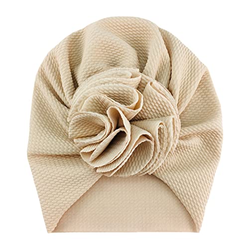 Herbests Baby Turban Hüte, Baby Mädchen Neugeboren Stirnband Elastische Stretch Turban Kleinkind Stirnbänder Baumwolle Knoten Mütze Hut Head Wrap Haarband Brötchen Knoten Baby Infant Beanie,Beige von Herbests