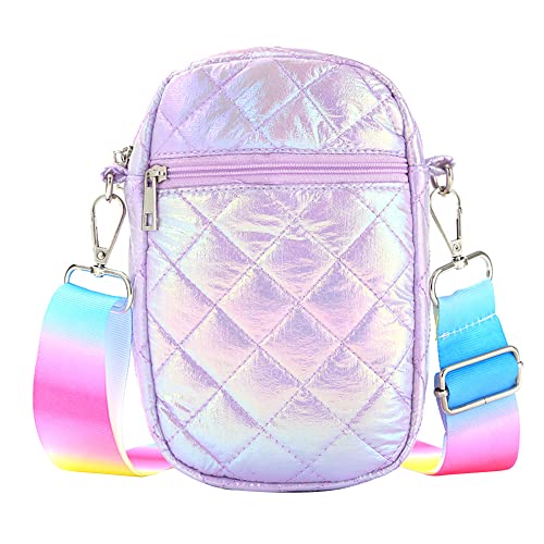 Herbests Damen Umhängetasche Handytasche zum Umhängen,Kleine Crossbody Reißverschluss Geldbörse Bunt Regenbogen Verstellbar Abnehmbar Schultergurt Schultertaschen, Geschenk für Kinder Mädchen von Herbests