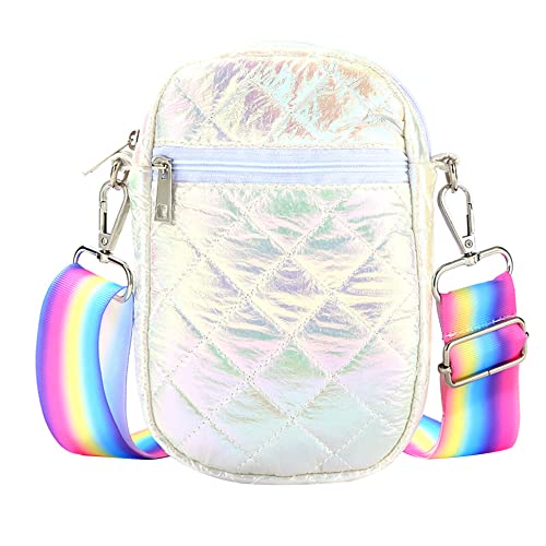 Herbests Damen Umhängetasche Handytasche zum Umhängen,Kleine Crossbody Reißverschluss Geldbörse Bunt Regenbogen Verstellbar Abnehmbar Schultergurt Schultertaschen, Geschenk für Kinder Mädchen von Herbests