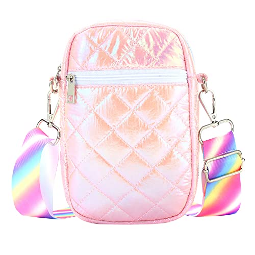 Herbests Damen Umhängetasche Handytasche zum Umhängen,Kleine Crossbody Reißverschluss Geldbörse Bunt Regenbogen Verstellbar Abnehmbar Schultergurt Schultertaschen, Geschenk für Kinder Mädchen von Herbests