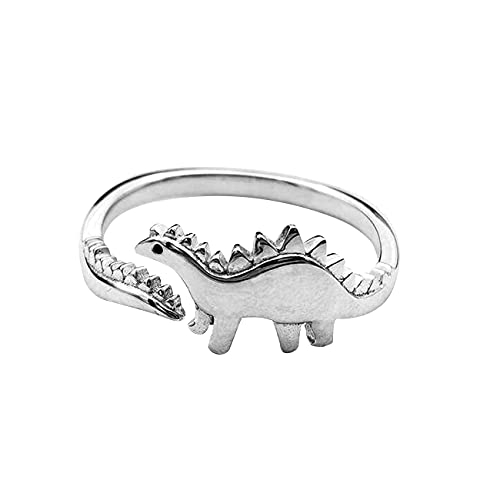 Herbests Dinosaurier Ring Für Herren Damen, Niedliche Tyrannosaurus verstellbare Ringe 925 Sterling Silber Band Ring Mode Vintage Ring Hochzeitsring Jahrestag Geschenk von Herbests