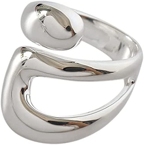 Herbests Irregulär Wickelring 925 Sterling Silber Ringe Vintage Punk Verstellbarem Öffnung Silberlegierung Leicht Glänzend Ornament Handdekoration Einzigartiger Damen Silberring Schlicht Schmuck von Herbests