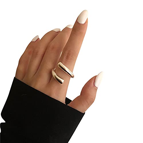 Herbests Irregulär Wickelring 925 Sterling Silber Ringe Vintage Punk Verstellbarem Öffnung Silberlegierung Leicht Glänzend Ornament Handdekoration Einzigartiger Damen Silberring Schlicht Schmuck von Herbests