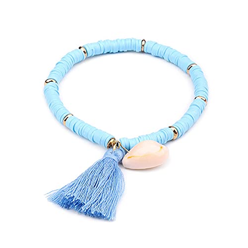 Herbests Quaste Freundschaftsbänder, Regenbogen Perlen Armband Hippie Indianer Damen Elastisches Armband Anhänger Muscheln Perlen Armbänder Sommer Strand Armband Geburtstag Geschenk für Familie von Herbests