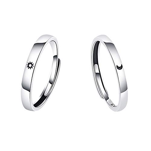 Herbests Sonne und Mond Paar Ring Set Verstellbar Mode Armband Verlobungsring Für Männer Frauen Hochzeitsring Jahrestag Geschenk Party Schmuck Geschenke, Silber von Herbests