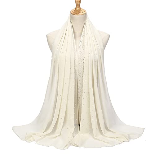 Hijab Kopftuch Damen Muslimisch,Chiffon Hijab Kopftuch Schal Turban mit Glitzer Moderne islamische Kopftücher Stretch-Turban für Frauen Langer Schal Wickelschal für muslimische Frauen Hijab,Beige von Herbests