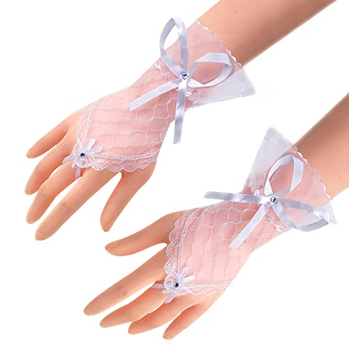 Hochzeit Braut Handschuhe,Spitze Handschuhe Kurz Fingerlos Handschuhe Netzstoff Mesh Hochzeithandschuhe Opera Fest Party Geburtstag Karneval Tanzen Abend Handschuhe Damen Kostüm Accessoires,Weiß von Herbests