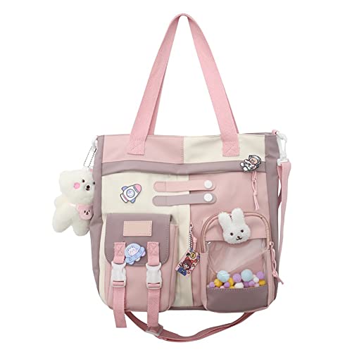 Kawaii Rucksack mit Anhänger und Zubehör, Japanische Handtasche Umhängetaschen Große Kapazität Schultasche Niedliche Schul Rucksack Laptop Büchertaschen für Arbeit Schule Reisen für Mädchen Teenager von Herbests