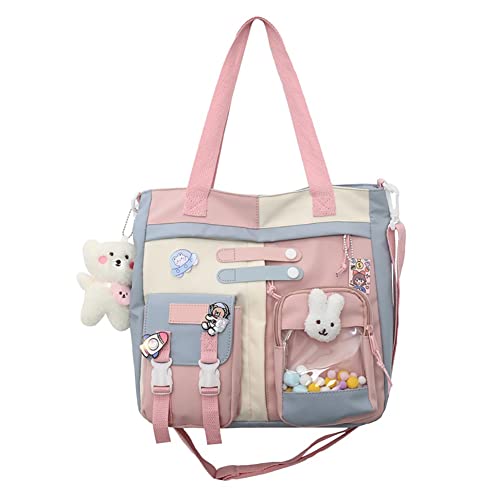 Kawaii Rucksack mit Anhänger und Zubehör, Japanische Handtasche Umhängetaschen Große Kapazität Schultasche Niedliche Schul Rucksack Laptop Büchertaschen für Arbeit Schule Reisen für Mädchen Teenager von Herbests