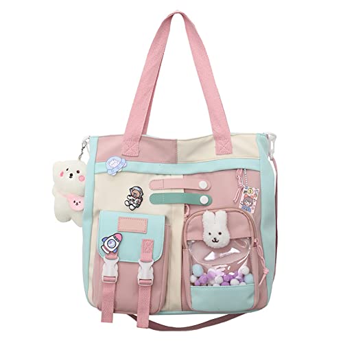 Kawaii Rucksack mit Anhänger und Zubehör, Japanische Handtasche Umhängetaschen Große Kapazität Schultasche Niedliche Schul Rucksack Laptop Büchertaschen für Arbeit Schule Reisen für Mädchen Teenager von Herbests