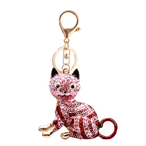 Kristall Strass Schlüsselanhänger, Cartoon Katze Keychain Schlüsselbund Auto Schlüsselring Taschen Geldbörse Rucksack Anhänger Zubehör Ornament für Damen Mädchen Geschenke für Geburtstag Weihnachten von Herbests