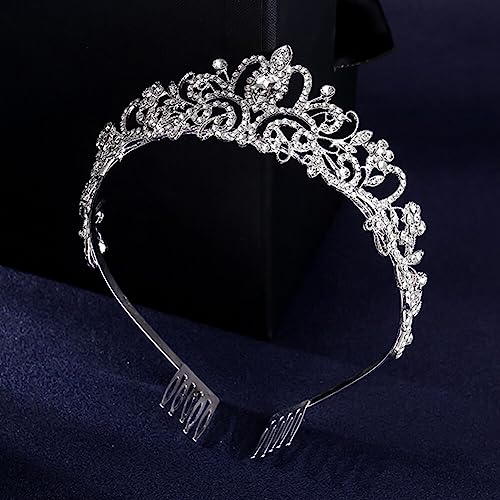 Kristall Tiara für Mädchen Damen,Prinzessin Krone Kristall Schärpe Tiara Strass Stirnband Königin Krone Haarschmuck Diadem für Brautkrone,Hochzeit,Abschlussball,Festzug,Prinzessinnenpartys,Silber von Herbests