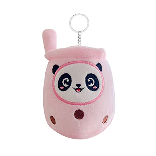 Herbests Plüsch Schlüsselanhänger Milchtee, 3D Bubble Tea Plüschtier Kuscheltier Schlüsselring Schlüsselbund Keychain Tasche Geldbörse Dekoration Zubehör Kinder Geburtstagsgeschenk, Panda Rosa von Herbests