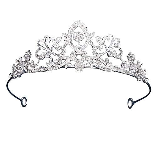 Prinzessin Tiara Kristall Strasssteine Krone Königin Diadem für Damen, Haarschmuck Stirnband Strass Tiara Prinzessin Silber Krone Hochzeit Braut Haarschmuck für Abschlussball,Geburtstag,Kostüm, Party von Herbests