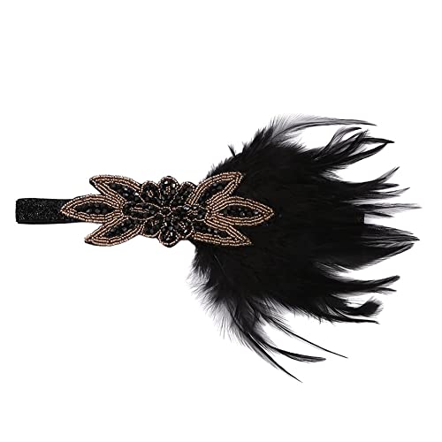 Stirnband Feder Damen 20er Jahre,1920s Stirnband Feder Charleston Haarband Kopfband Haarband Kopfschmuck Great Gatsby Damen Fasching Kostüm Accessoires Bling Strass Haarschmuck für Frauen Mädchen von Herbests