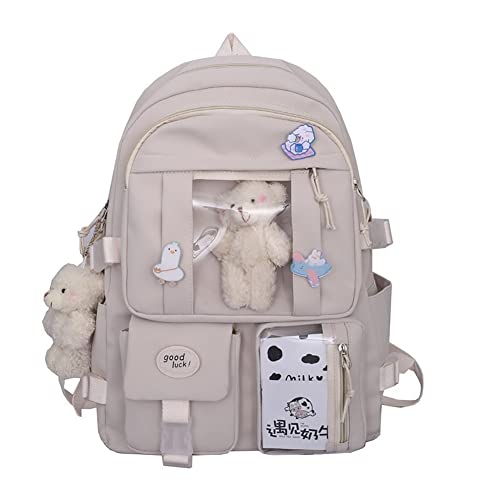 Teenager Süßer Rucksack Schulrucksack,Große Kapazität Schultasche Wasserdicht Schulranzen Campus Backpack Daypacks Tagesrucksack mit Plüsch Anhänger für Outdoor Freizeit für Mädchen Jugendliche von Herbests