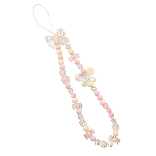 Universale Handykette Blume Handy Lanyard Handgelenk Anti-Verlorene Telefon Perlen Kette Strap Anhänger Böhmen Stil Handy-Schmuck Handy Charm Perlen Schlüsselbund für Damen Mädchen,Rosa #2 von Herbests