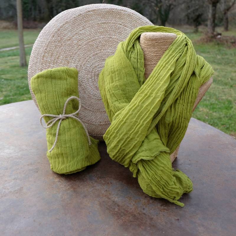 Schleier Der Faltige Wolle - Grün Klar Indigo Und Gaude von HerbierACouleur